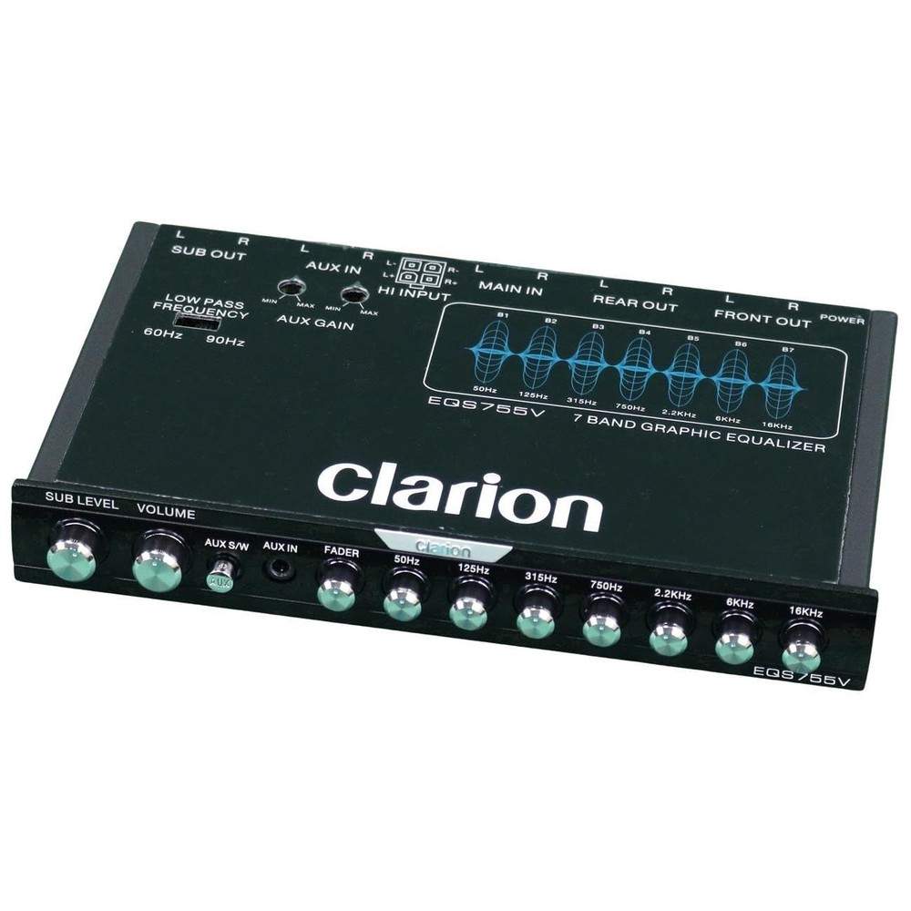 7-Band Car Graphic Equalizer with Front 3.5mm & Rear RCA Inputs