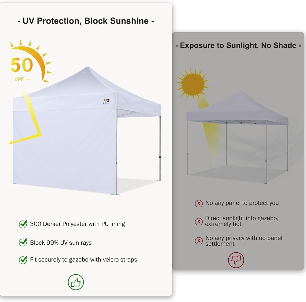 High-Quality 10x20 FT White Polyester Sidewalls - Waterproof & UV-Blocking