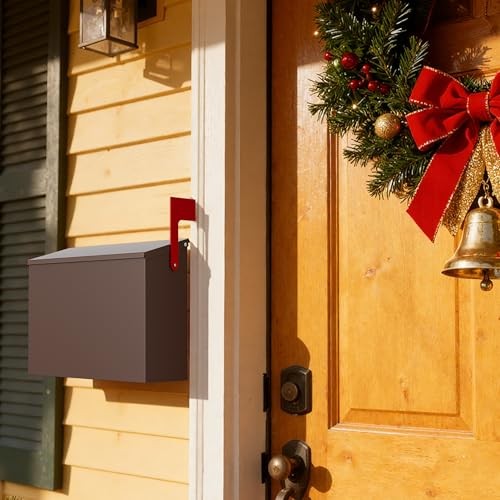 Wall-Mount Mailbox for Outside, Large Capacity Rust-Proof Mail Box with Brown