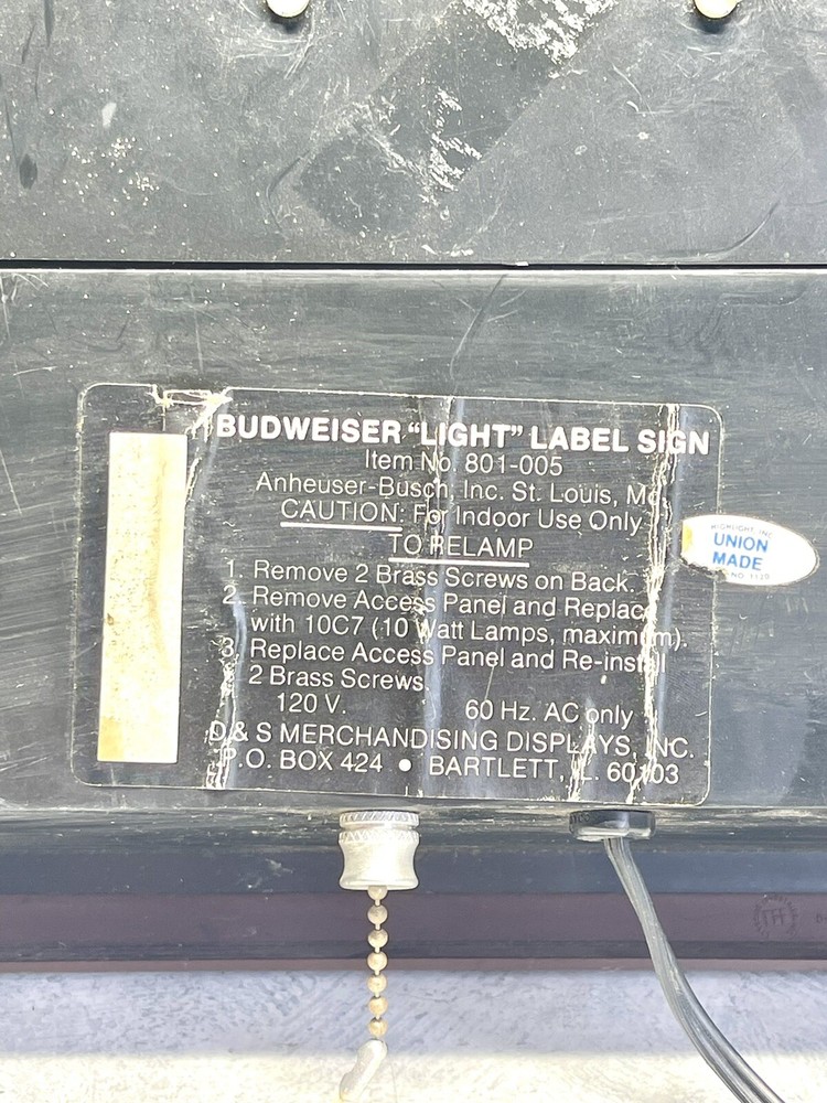 VINTAGE BUDWEISER LIGHT BAR CLOCK PULL SPRING CERVEZA SUPER RARE VERSION TESTED