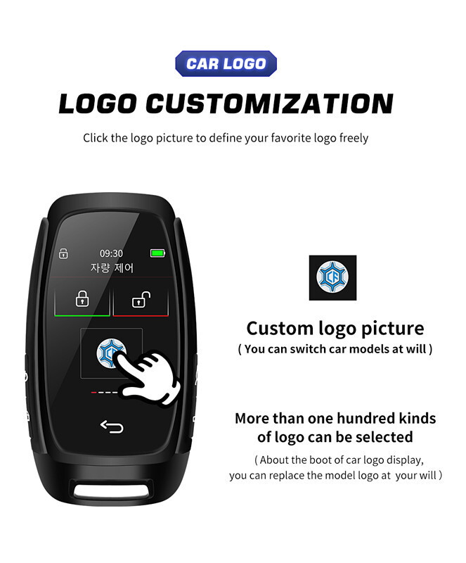 Car Smart Remote Key Digital Touch Screen Display One-button Start Waterproof