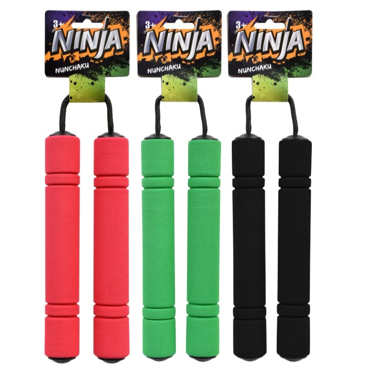 New Ninja Toy Kid Foam Nunchakus 18.5"~ Red, Black, Green ~ Choose Color ~ Qty 1