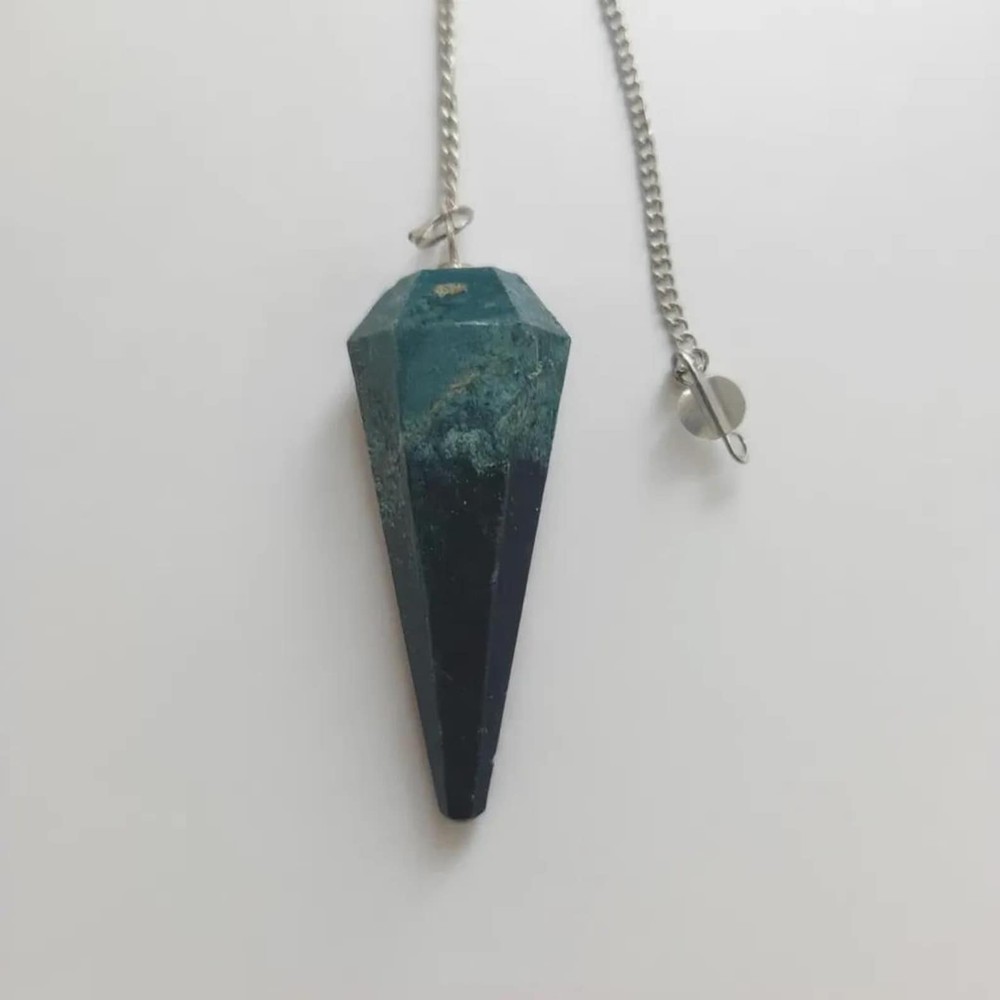 Green Moss Agate Crystal Pendulum | Chakra Healing Tool for Grounding