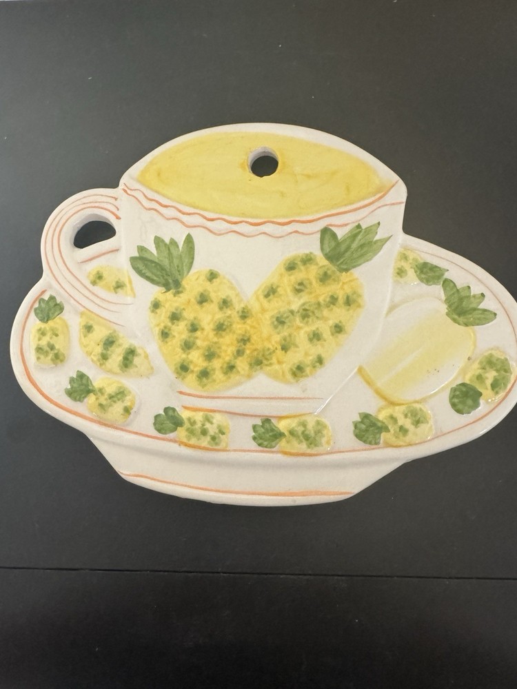Ceramic Hanging Trivet - Pineapple Tea Cup And Plate