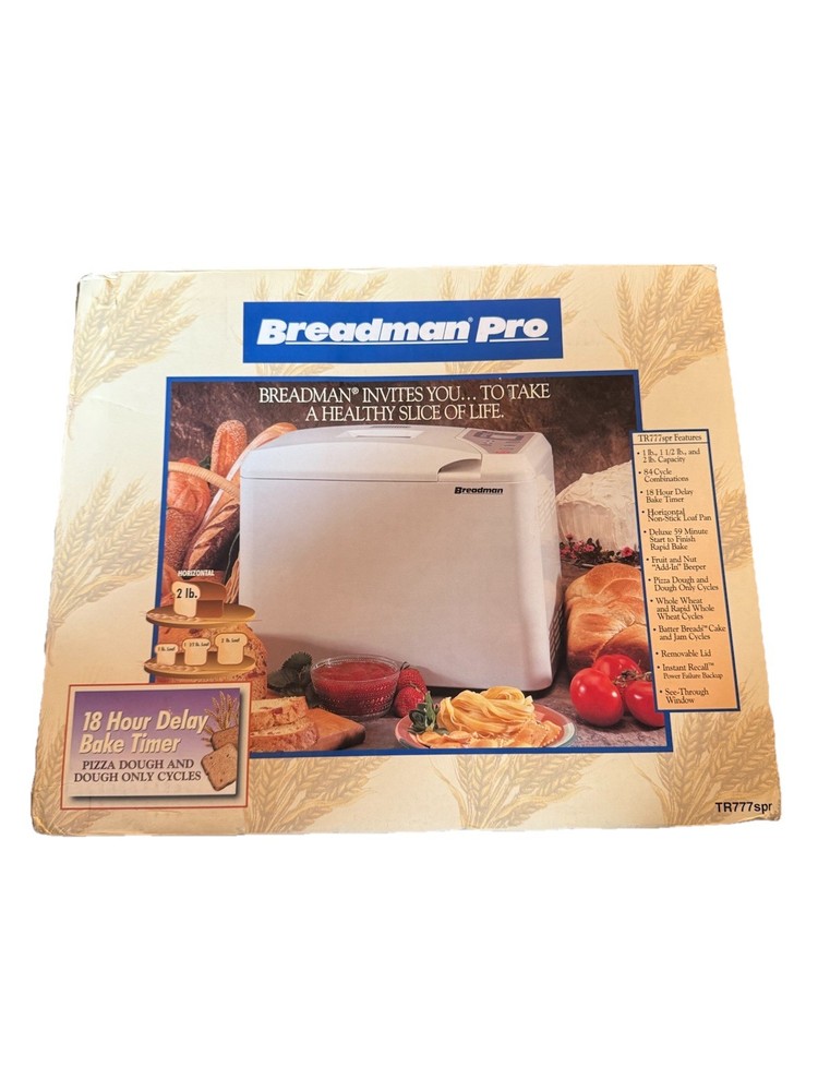 Breadman Pro Bread Maker TR777SPR 2 lb Automatic Loaf Machine White- Open Box