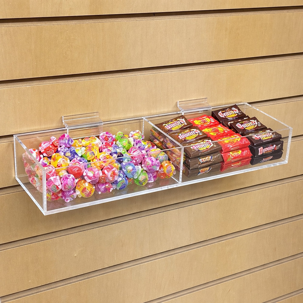 Acrylic Slatwall Display Bin – Multi-Compartments