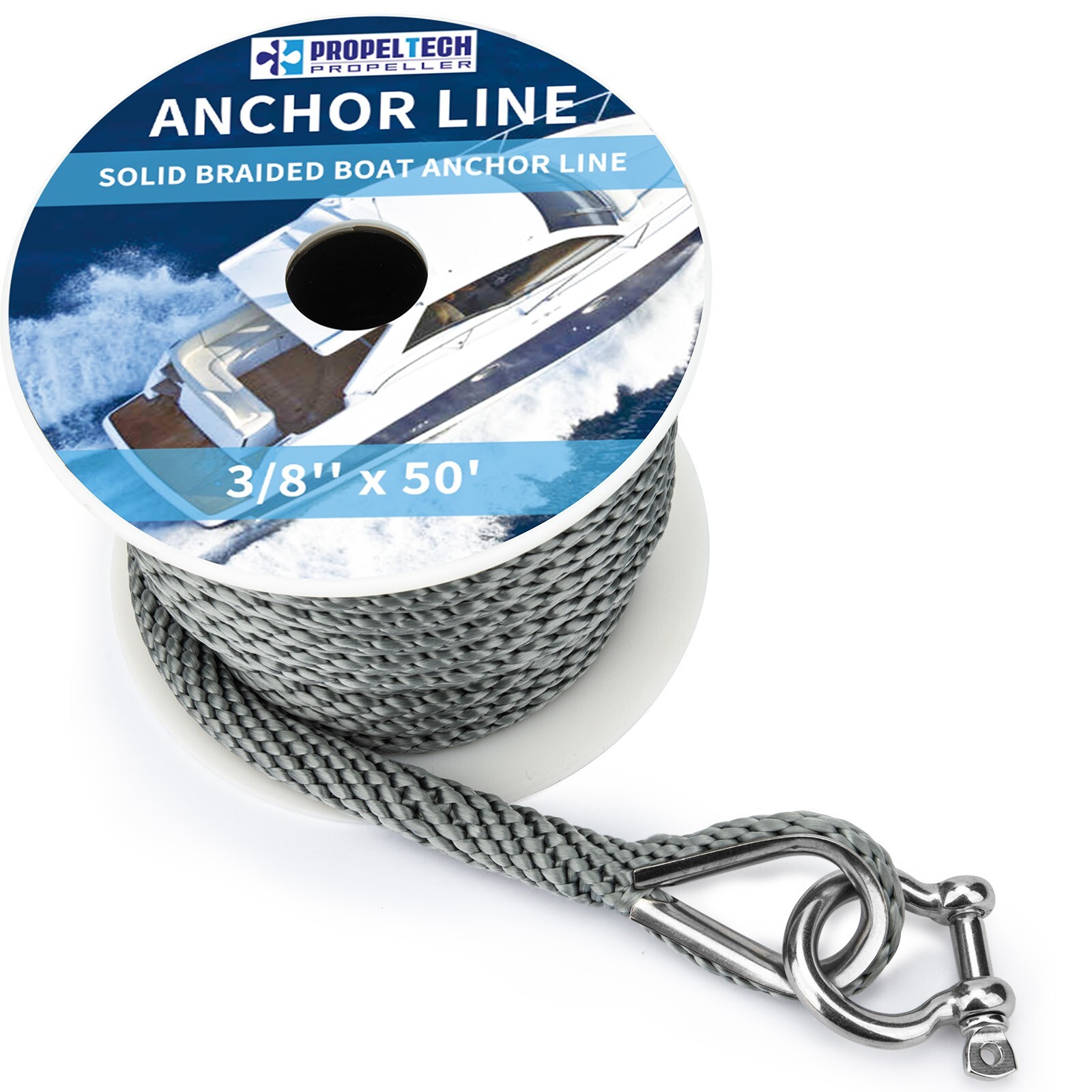 Anchor Rope Braided Anchor Line 3/8Inch 50 FT Premium Solid Braid MFP Boat Rop