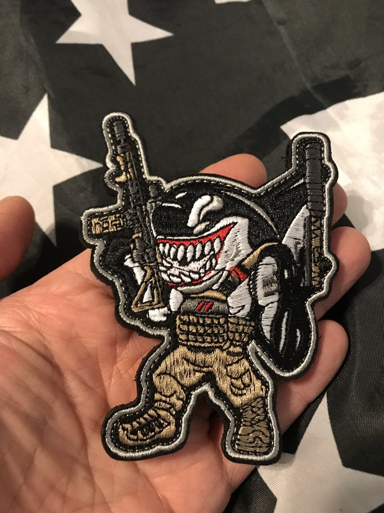 Tactical KILLER SHARK Military ARMY SWAT Embroider Hook/Loop Patch