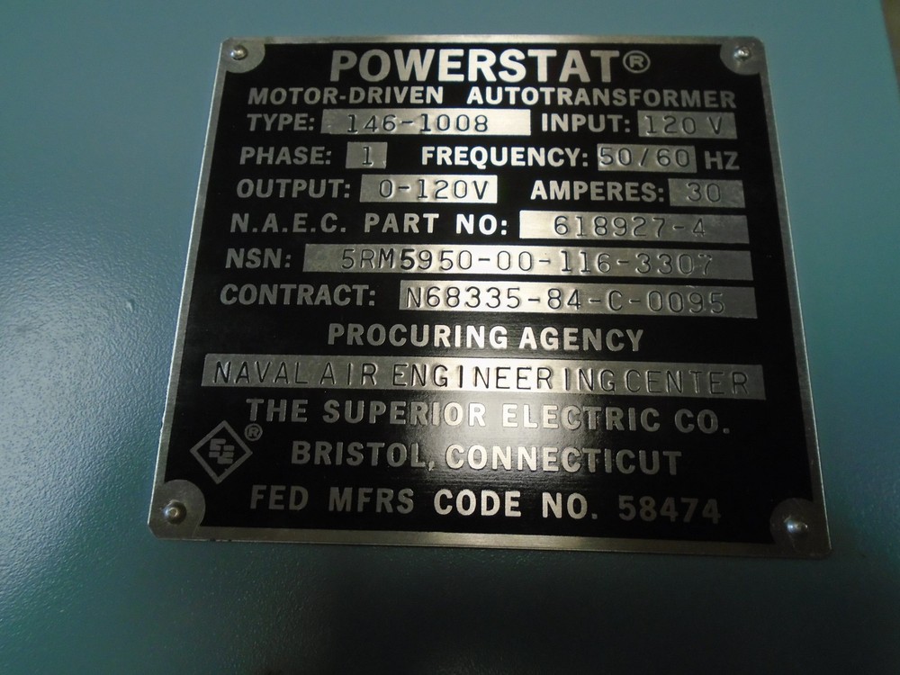 Superior Electric Powerstat 146-1008 Motor Driven Variable Transformer Custom