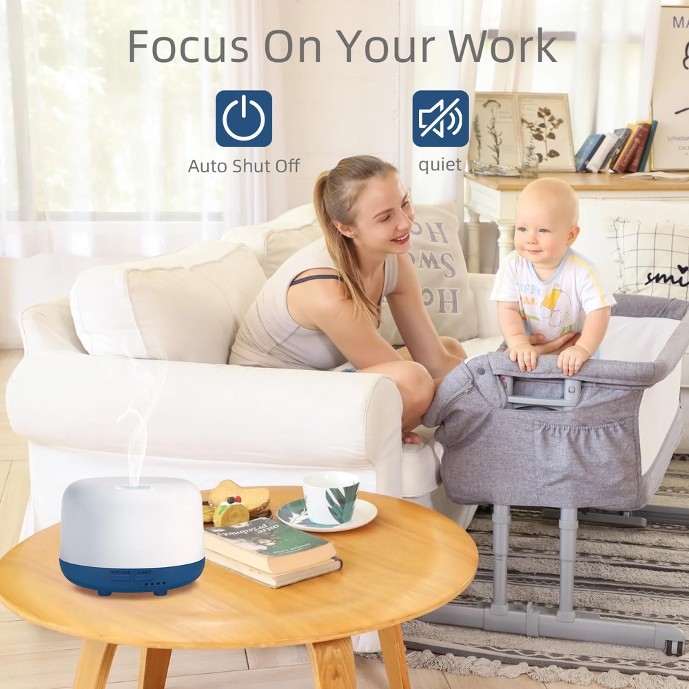 Marchred 300ML Essential Oil Diffuser with Remote Control, 7 LED Dark Blue