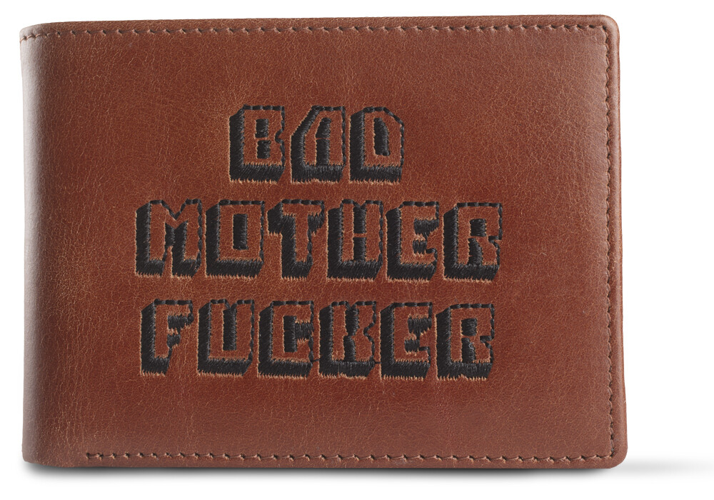 Premium Brown Embroidered Bad Mother Fu**er Leather Wallet As in Pulp Fiction