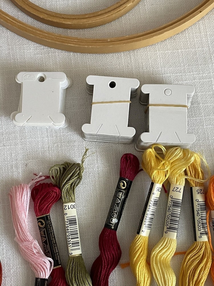 Cross Stitch Embroidery Items Fabric Hoops Thread Thread Card Holders