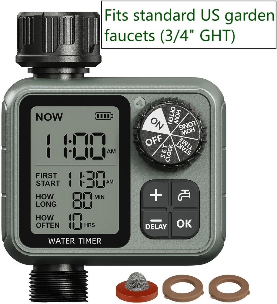 Programmable Garden Hose Timer with Auto Manual Rain Delay – 3/4 Inch Hose