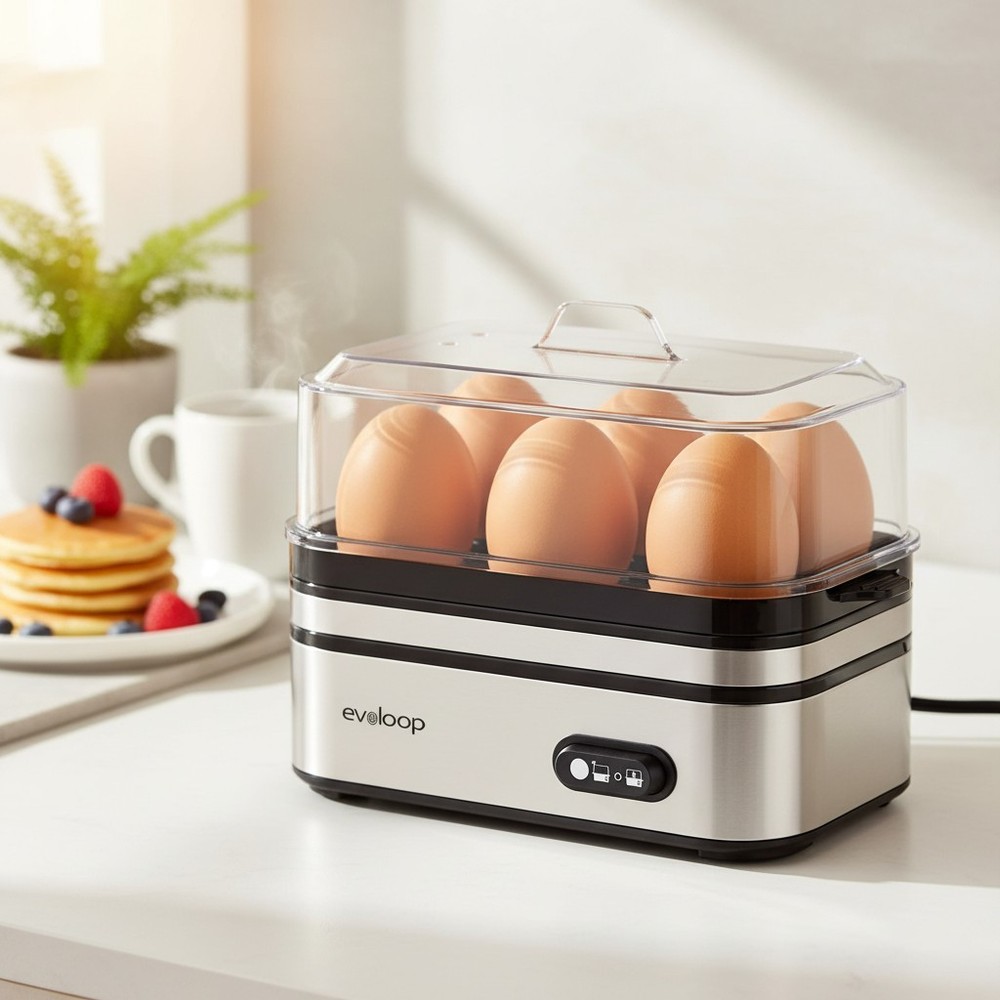 Modern Electric Egg Cooker: Prep 6 Soft, Medium, or Hard-Boiled Eggs with Ease