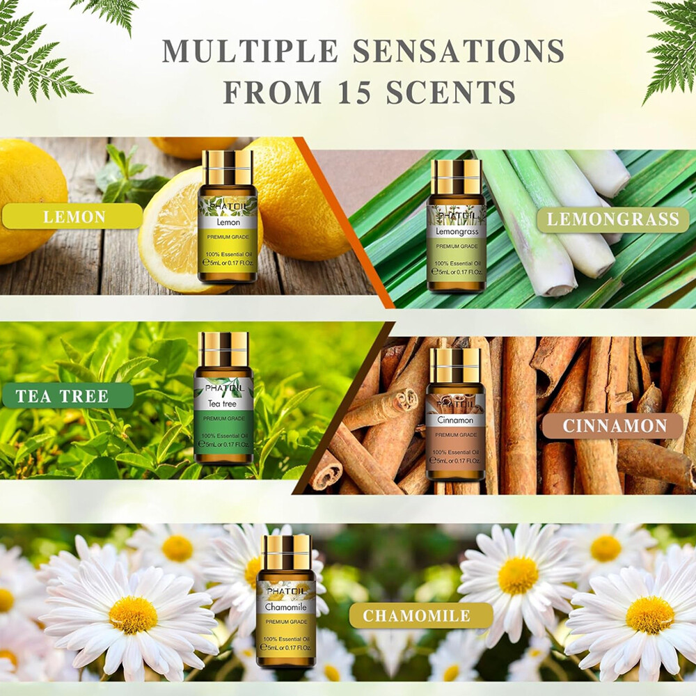 15x 5ML Essential Oil Set Aromatherapy Gift Kit 100% Pure Oils for Humidifier