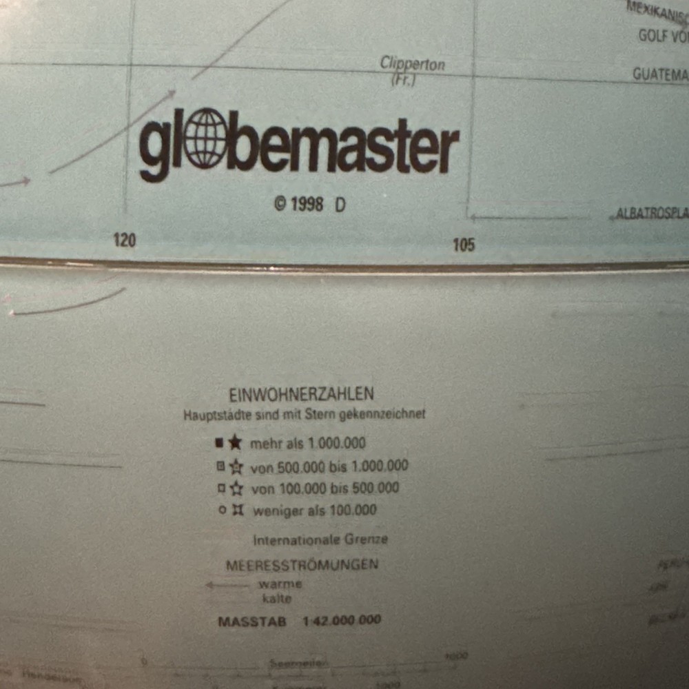 Vintage 1998 Globemaster German Language plug-in World Globe - light broken