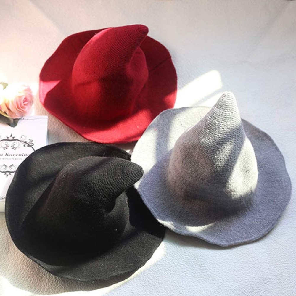 Pordsioc Felt Witch Hat - Foldable Wool Knit Witch Hat