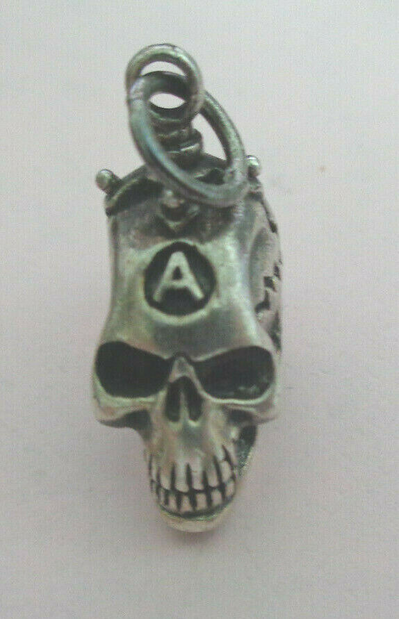 STERLING SILVER SKULL PENDANT 1" LONG