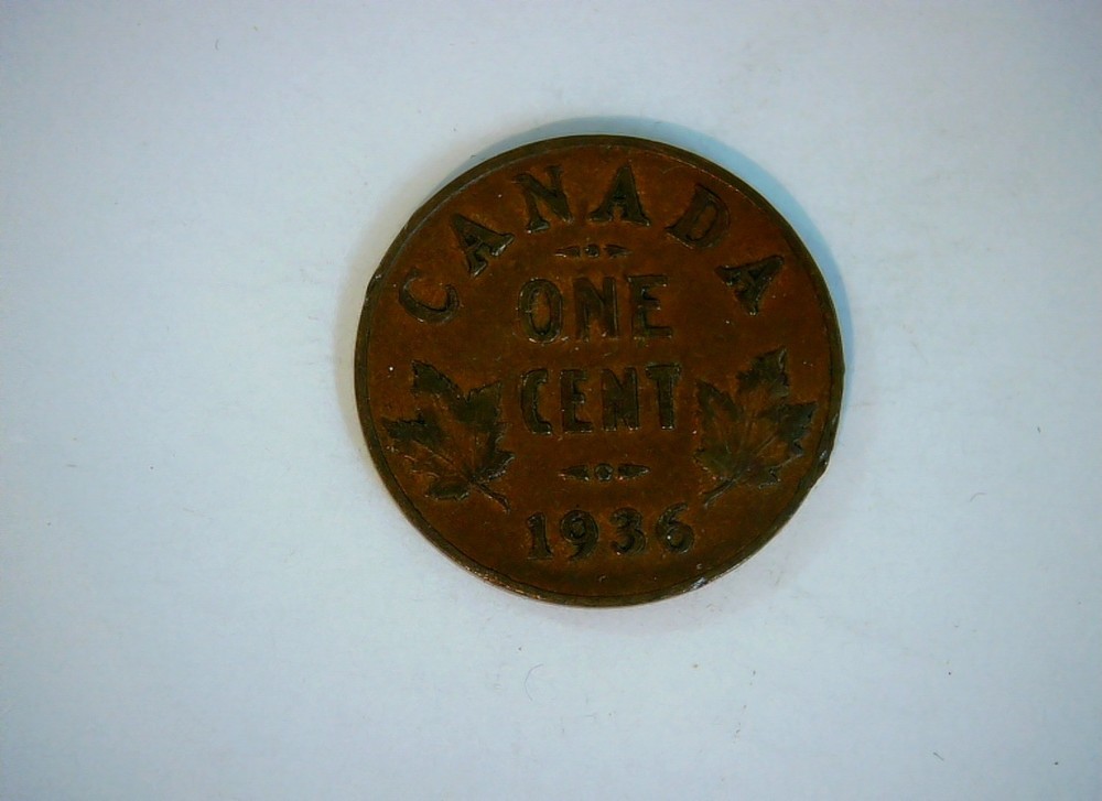 Canada 1936 1 Cent George V Maple Leaf Cent Coin