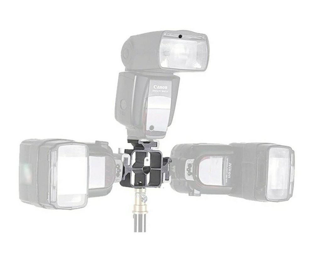 EXMAX 3 Triple Cold Shoe Mount Adapter Camera Flash Bracket