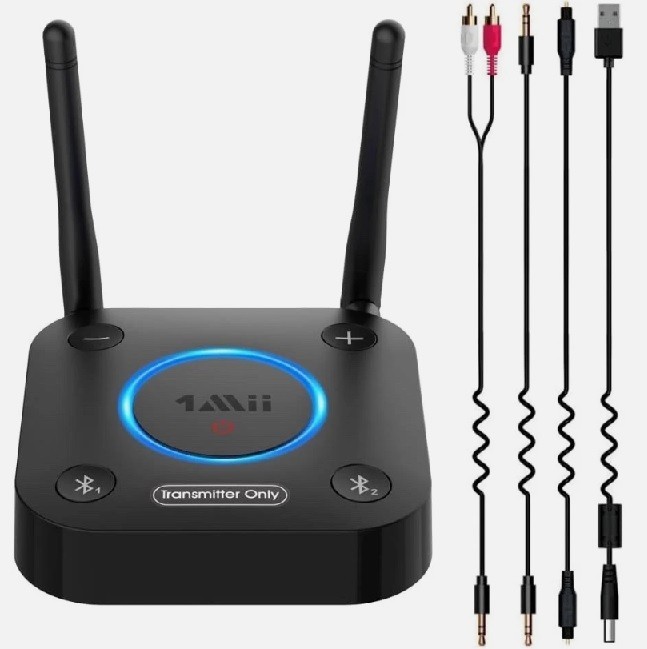 1Mii B06TX Bluetooth 5.2 Transmitter TV Adapter aptX Low Latency Plug & Play