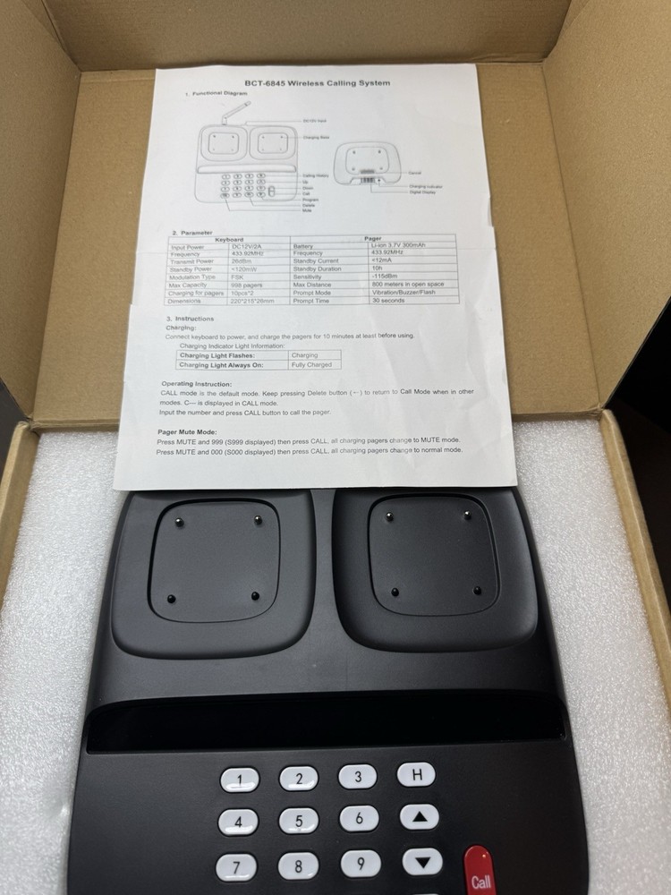 AGJ Restaurant Pager System Wireless Calling System w/ 20 Pagers Beeper Buzzer