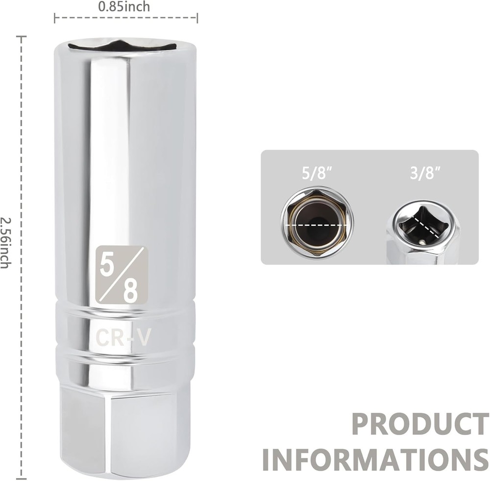 5/8" Magnetic Spark Plug Socket,6-Point 3/8" Drive Thin Wall 5/8 inch