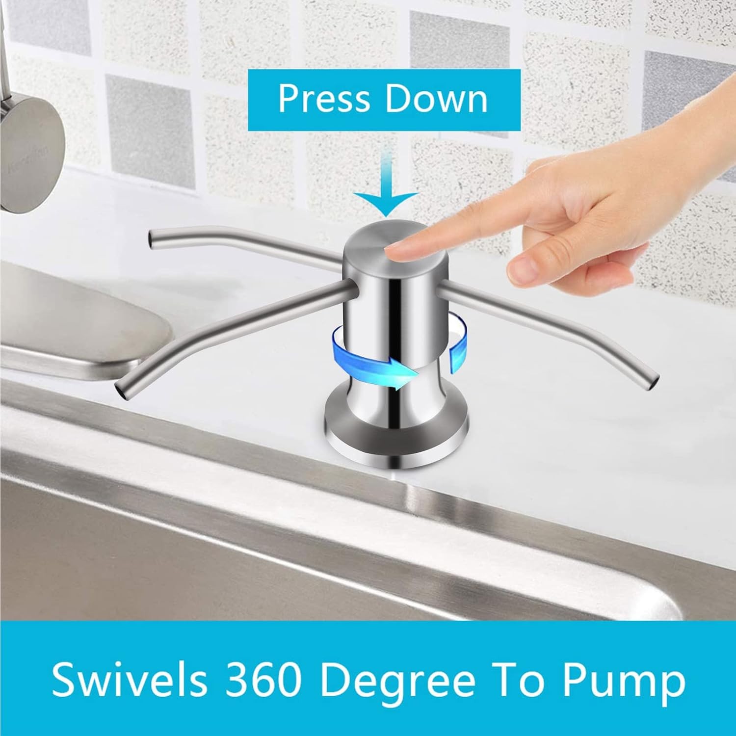 Kitchen Sink Soap Dispenser with 47" Extension Tube Brushed Nickel Soap Dishes