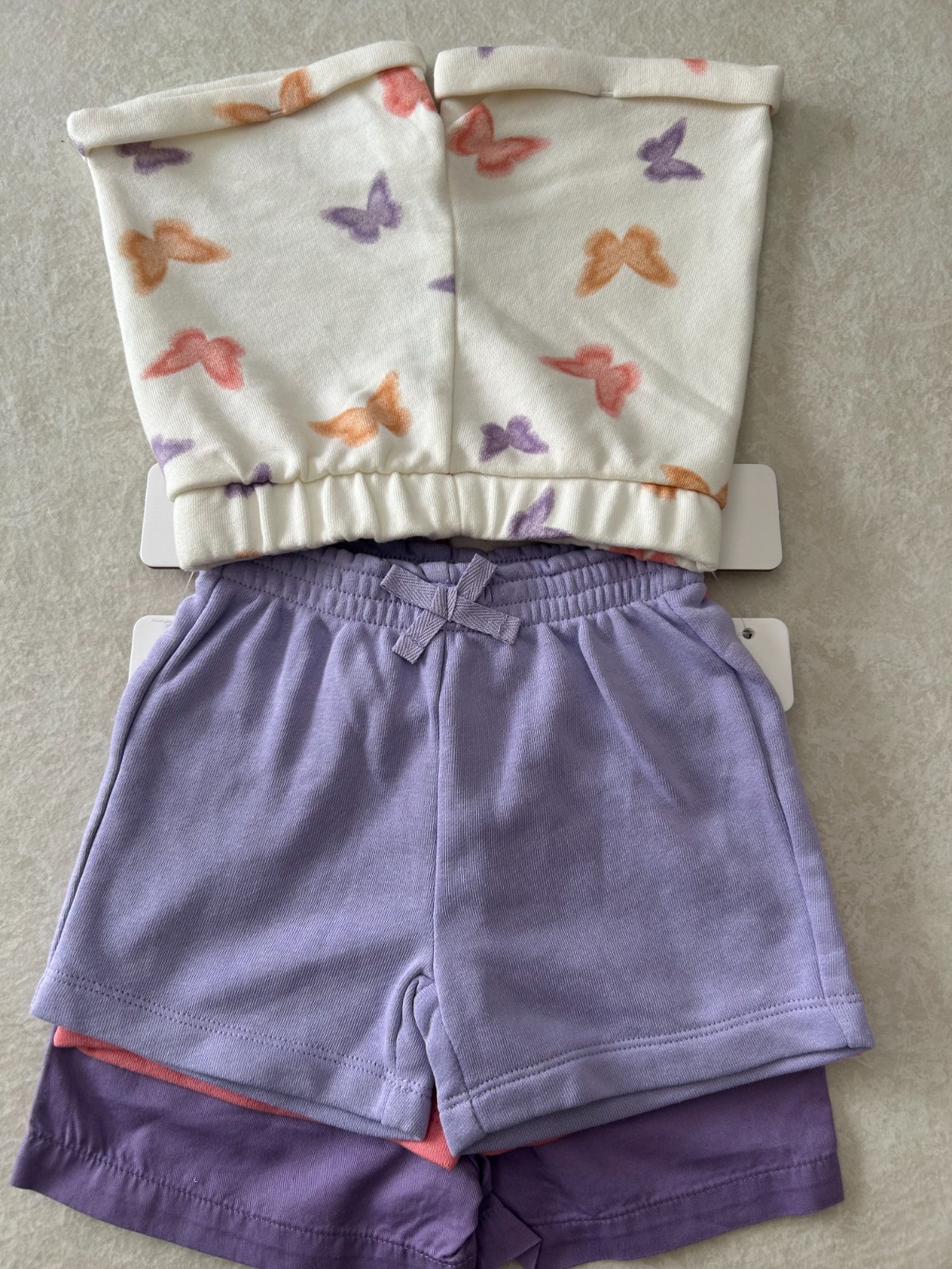 Pekkle Girls 4 Piece Shorts Set. Cream, Lavender, Pink, Violet - NWT