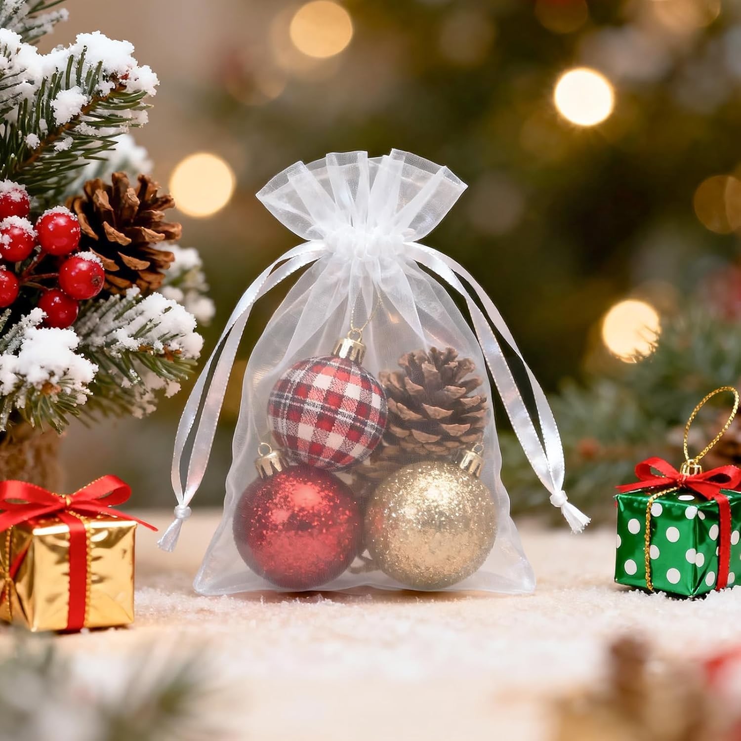 50Pcs Organza Bags, 2x3 inch Gift Favor Bags, White Wedding Favor Bags, Jewel...