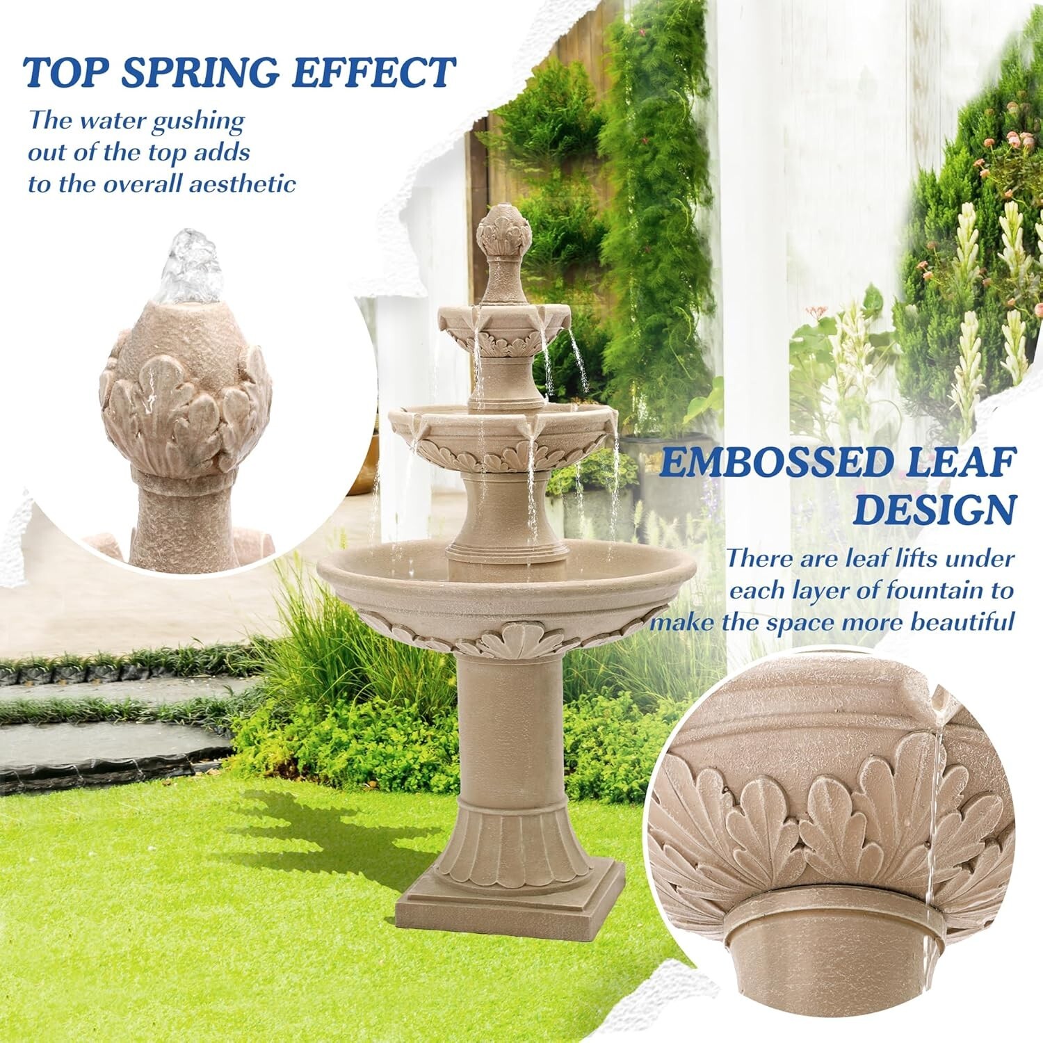 Italian Outdoor Water Fountains Garden Decor - 48.4''H Fountains and Waterfalls