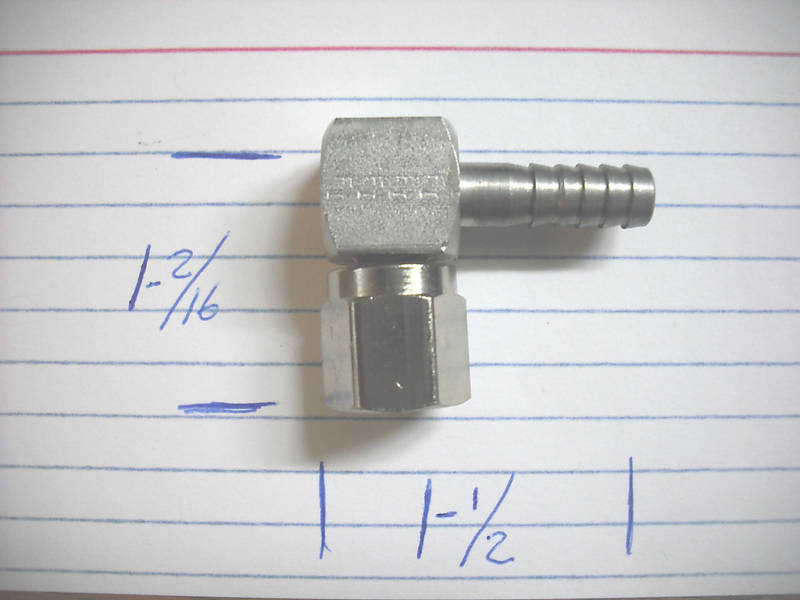 Lancer, Soda, Beer, Barb Tube Fitting Stainless Steel 90 Deg. 1/4 x 1/4