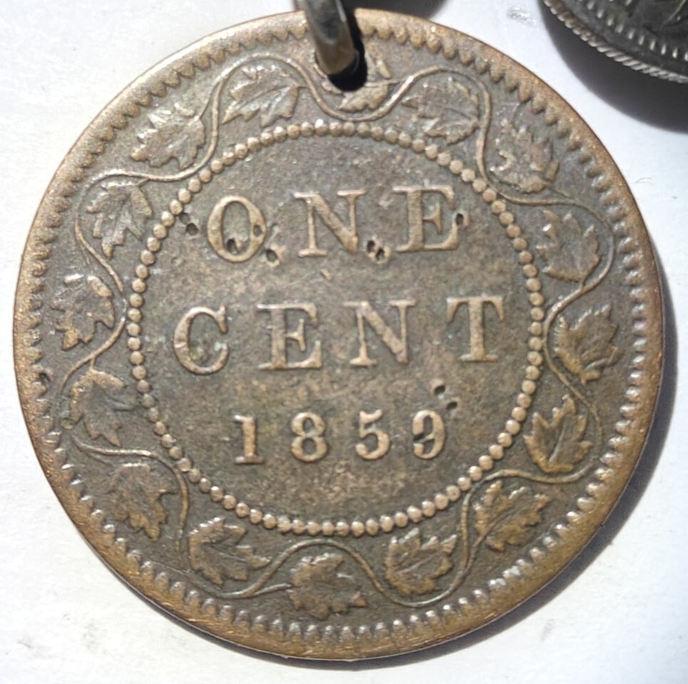 1859 Canadian Large One Cent 9/10 Rd