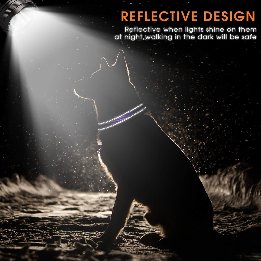 3 PCS Reflective Dog Collar Nylon Adjustable Quick Release Pet Medium Set