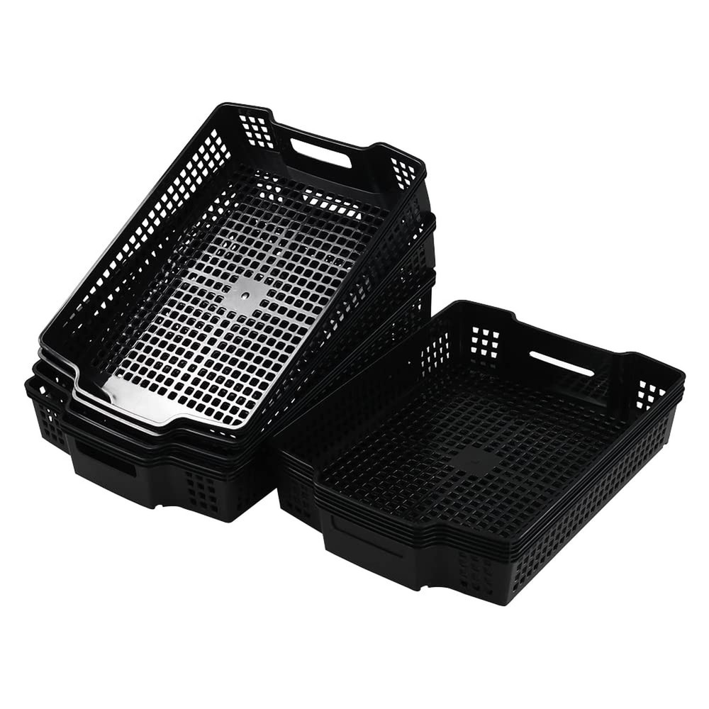 Stackable Kitchen Office Desk File Basket Trays, Black, 6 Packs