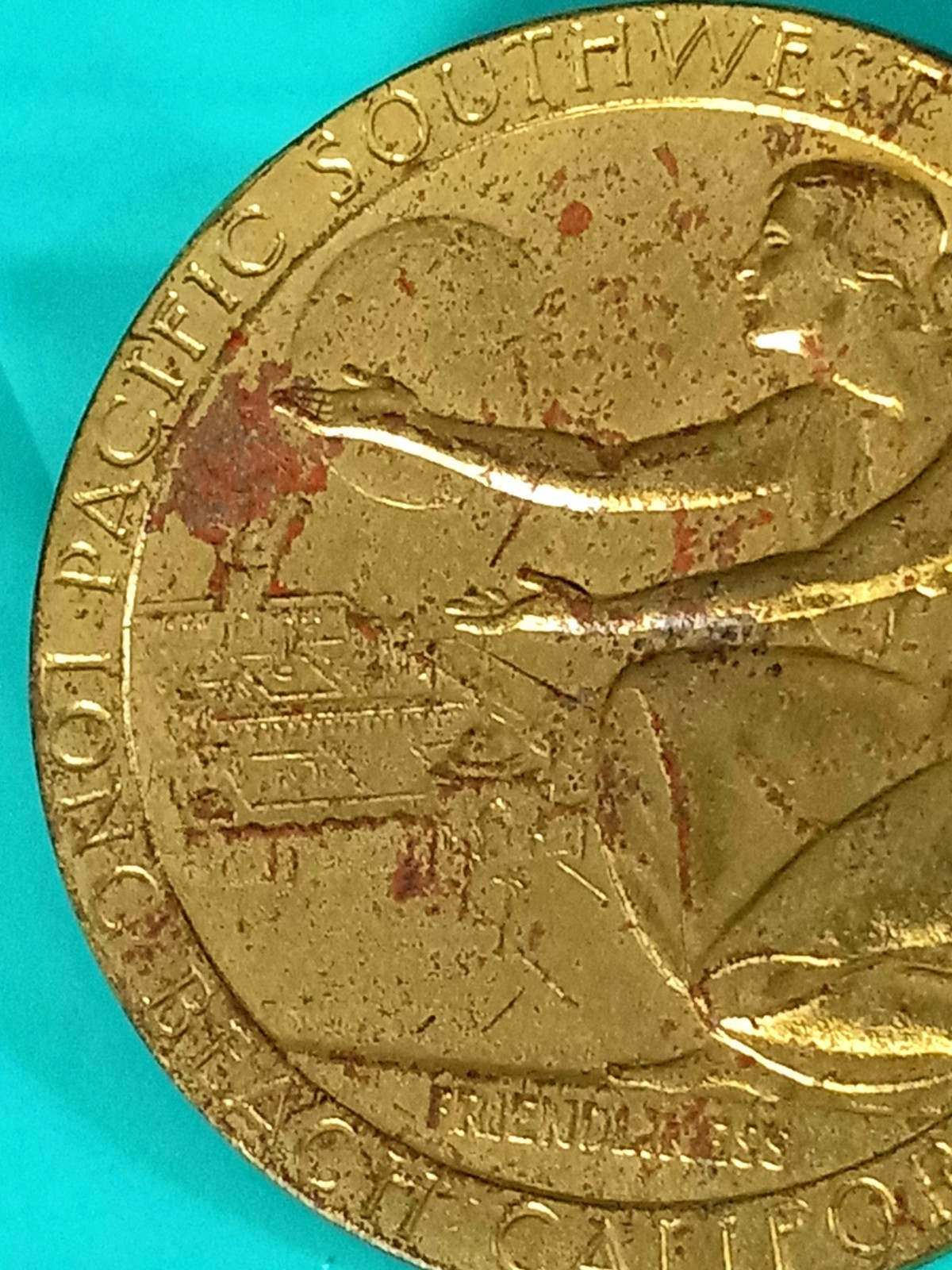 1928 Brass So-Called Dollar Pin, Pacific Southwest Exposition Long Beach, CA