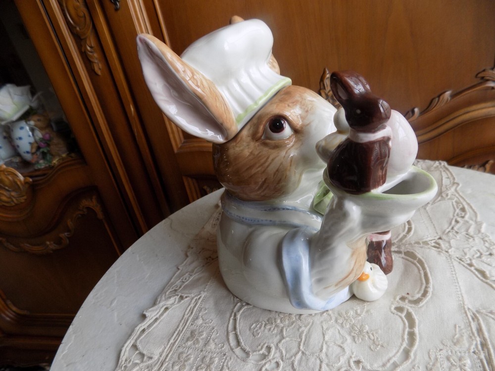 Vintage Caldun & Bogle Easter Rabbit Teapot with ducks and egg