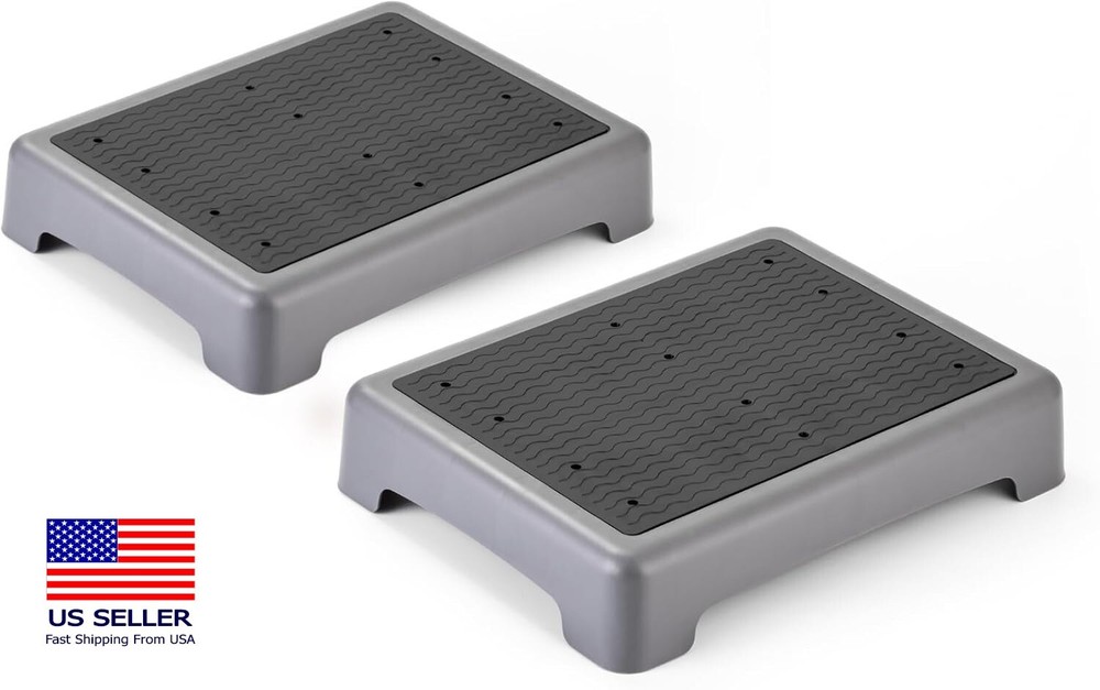 2 Pack -Portable One Step Stool for Adults and Elderly, Non-Slip Plastic Step