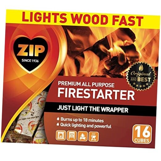 Zip 100537048 All Purpose Firestarter Cubes 16 Count, White Label