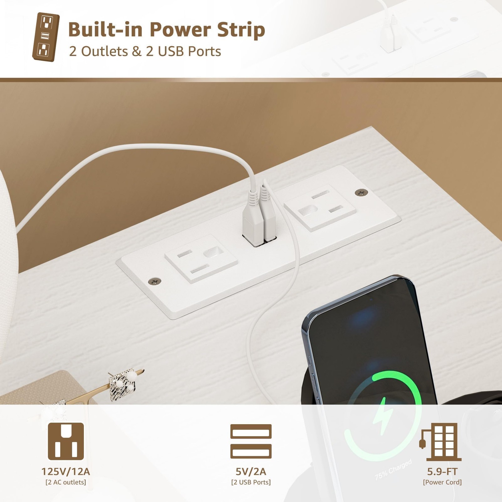 47" Peinadoras Para Cuartos Con Espejo Luces y Silla Tocador De Maquillaje Mujer