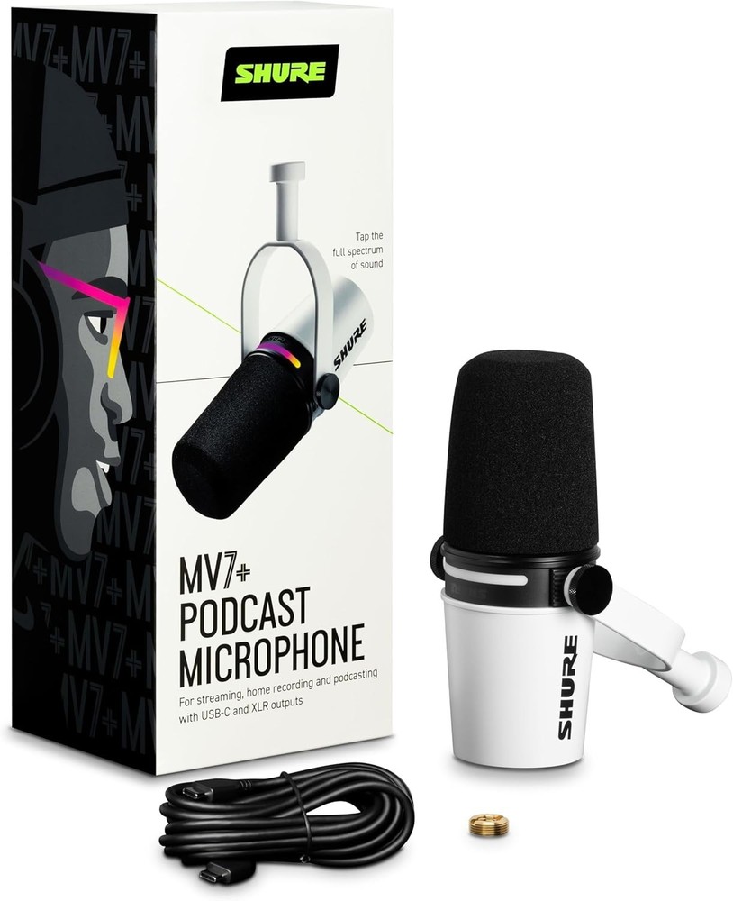 Shure MV7+ Podcast Dynamic Microphone OBS Certified Enhanced Audio LED Panel OEM