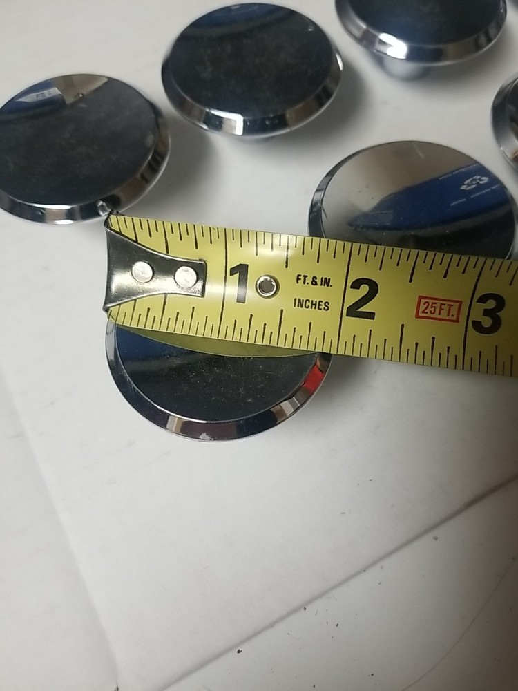 8 Vintage 1960s AJAX Chrome Beveled Concave 2" Round MCM Pull Knobs