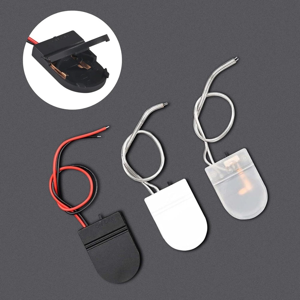 Alinan 5pcs Button Battery Holder Coin Cell with Switch Black