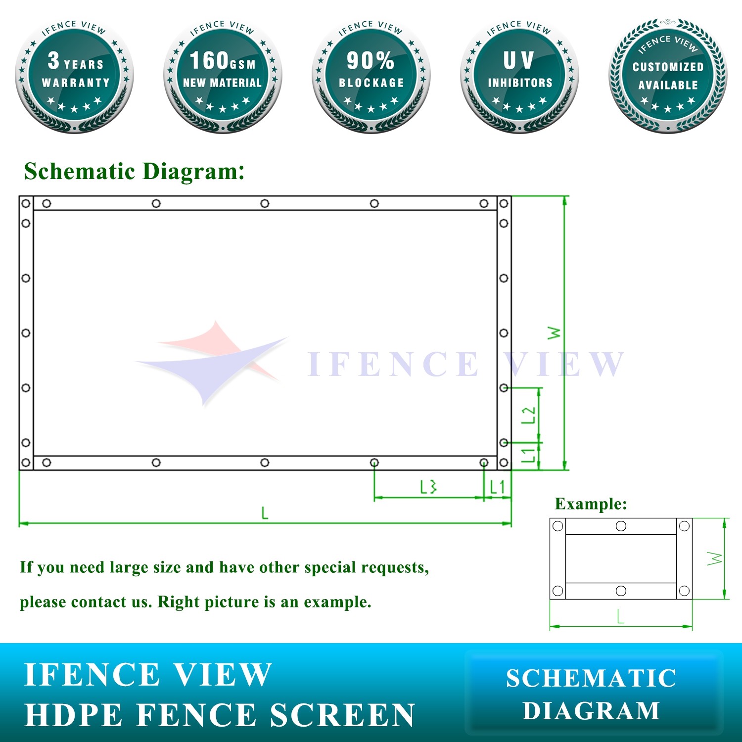 Ifenceview 4'x1'-4'x100' Black Fence Privacy Screen Mesh Fabric Garden Balcony