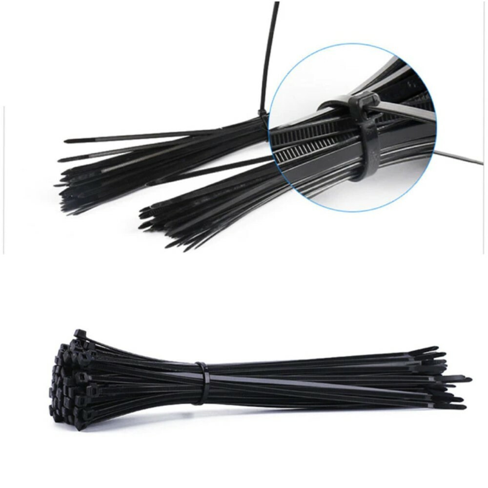 100PCS Self-locking plastic nylon tie black Zip Wire wraps strap cable tie ring