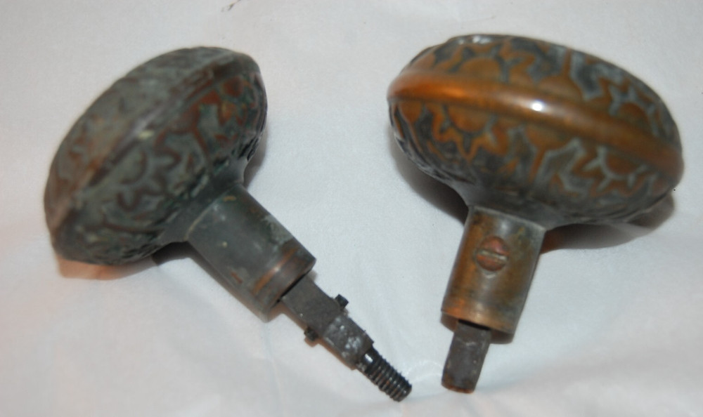 Antique Ornate Cast Brass Eastlake Front Door Knobs