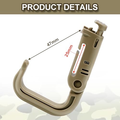 6 Pack 2.12“ Tactical Locking D Ring Plastic Carabiner Backapck LightKhaki