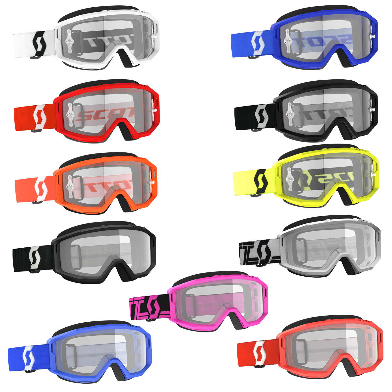 SCOTT USA MOTORCYCLE OFFROAD DIRTBIKE MX ATV PRIMAL GOGGLES WITH CLEAR LENS