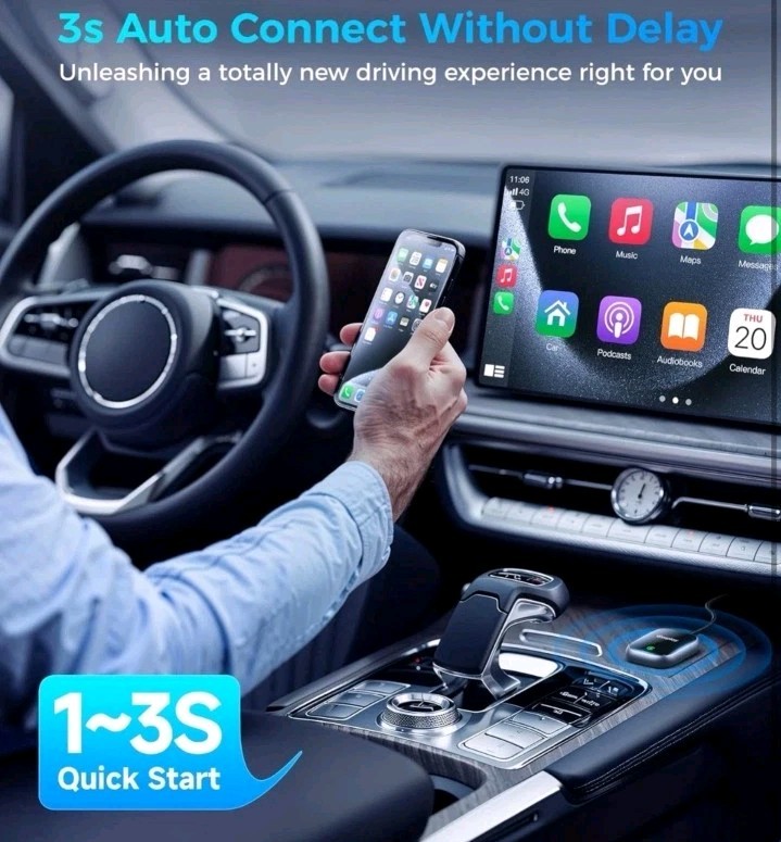 2025 Upgraded Wireless CarPlay Adapter for Apple iPhone, Converts Wired to Wirel