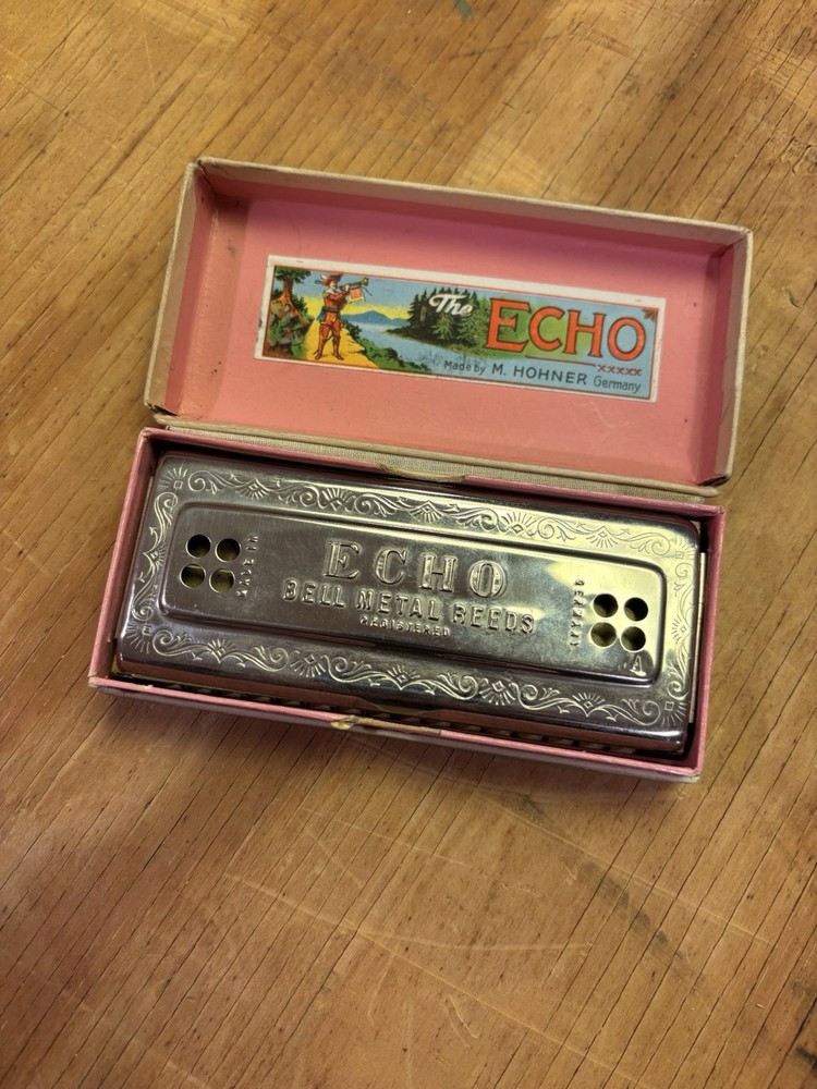 M. Hohner The Echo Harp Harmonica A & D with Original Box and Leaflet